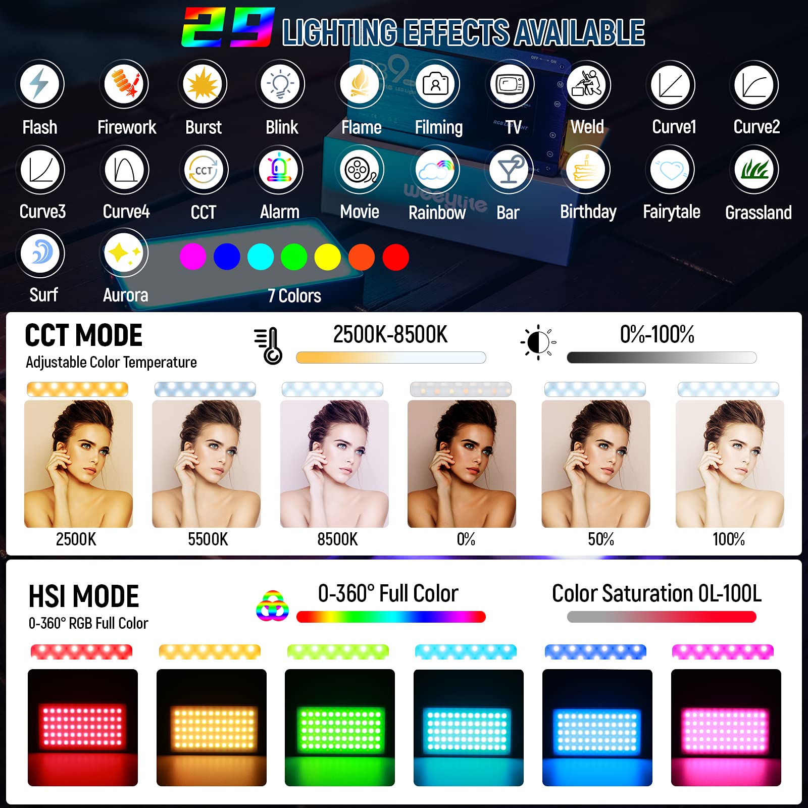 Amazon | Weeylite RB9 RGB LED撮影ライト 三脚付き 12W ビデオライト